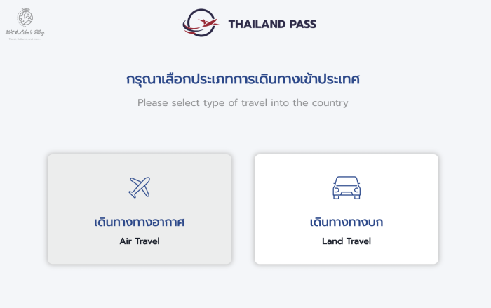 Thailand pass type of travel